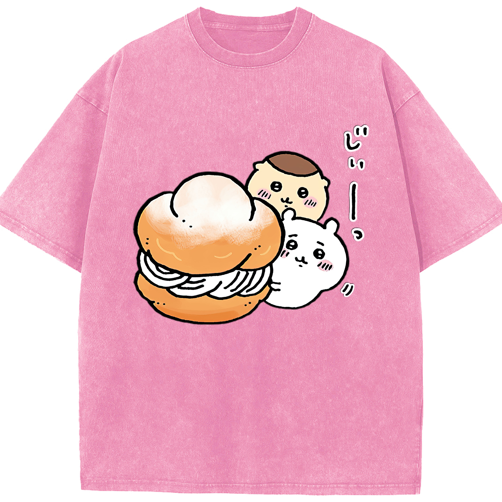 （画像用） ちいかわ くりまんじゅう Chii-kawa kuri manjū 綿100% ヴィンテージ風 半袖Tシャツ（フロントプリント）